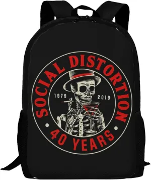Backpacks Social Rock Distortion Band Double Shoulder Bag 15 Inchs Laptop Backpack for Camping Travle Work Hiking Women Men Gifts