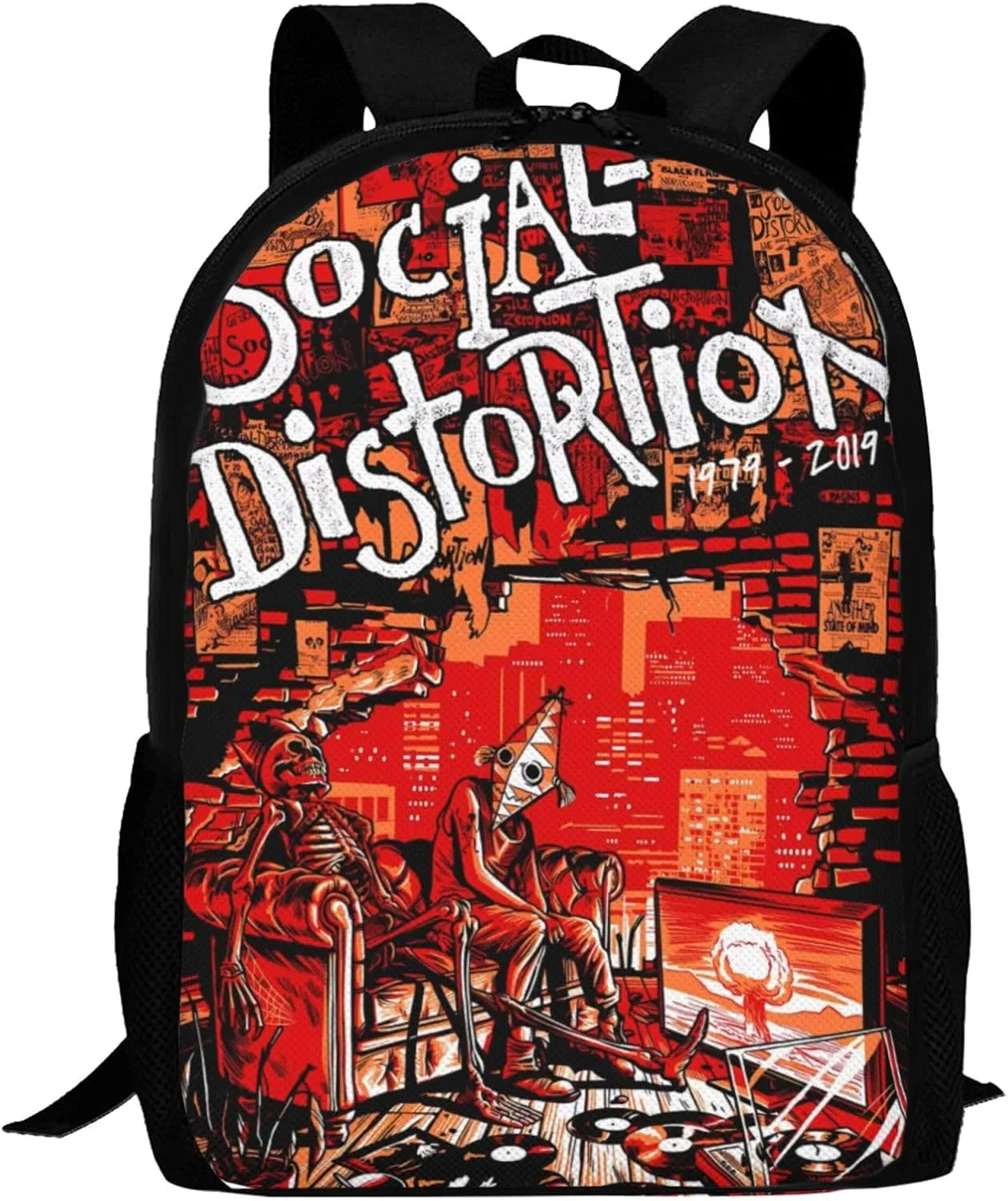 Backpacks Social Rock Distortion Band Double Shoulder Bag 15 Inchs Laptop Backpack for Camping Travle Work Hiking Women Men Gifts