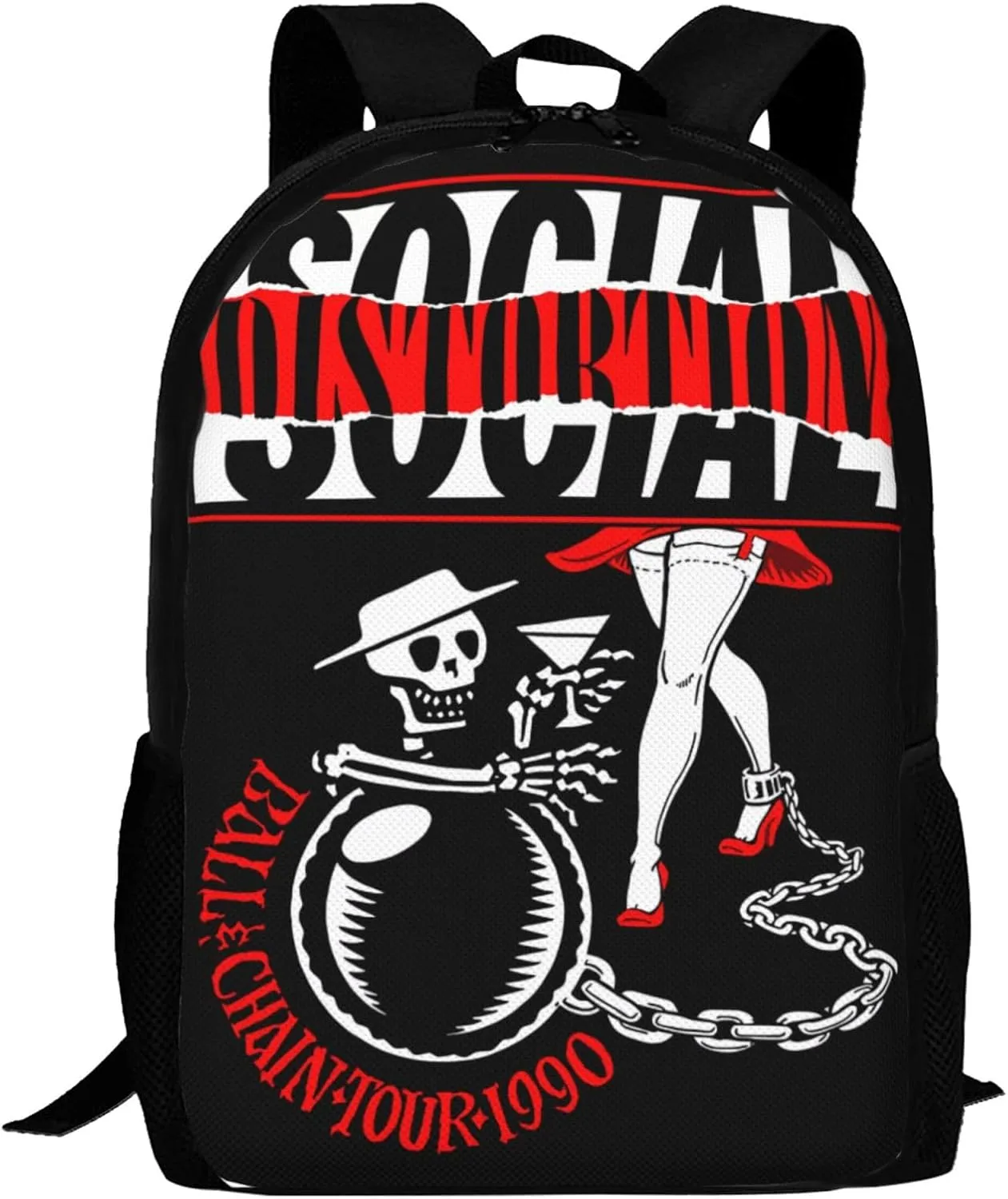 Backpacks Social Rock Distortion Band Double Shoulder Bag 15 Inchs Laptop Backpack for Camping Travle Work Hiking Women Men Gifts