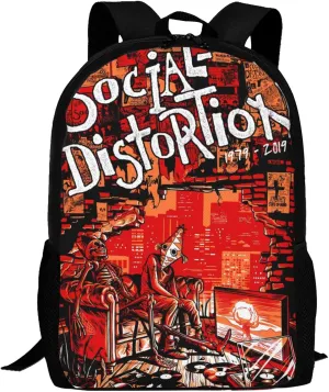 Backpacks Social Rock Distortion Band Double Shoulder Bag 15 Inchs Laptop Backpack for Camping Travle Work Hiking Women Men Gifts