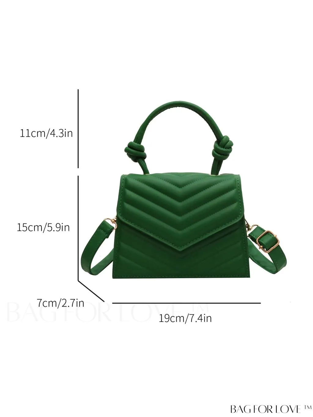 BagForLove - Adjustable Strap Mini Flap Handbag: Stylish V-shaped Print with Fashionable Appeal