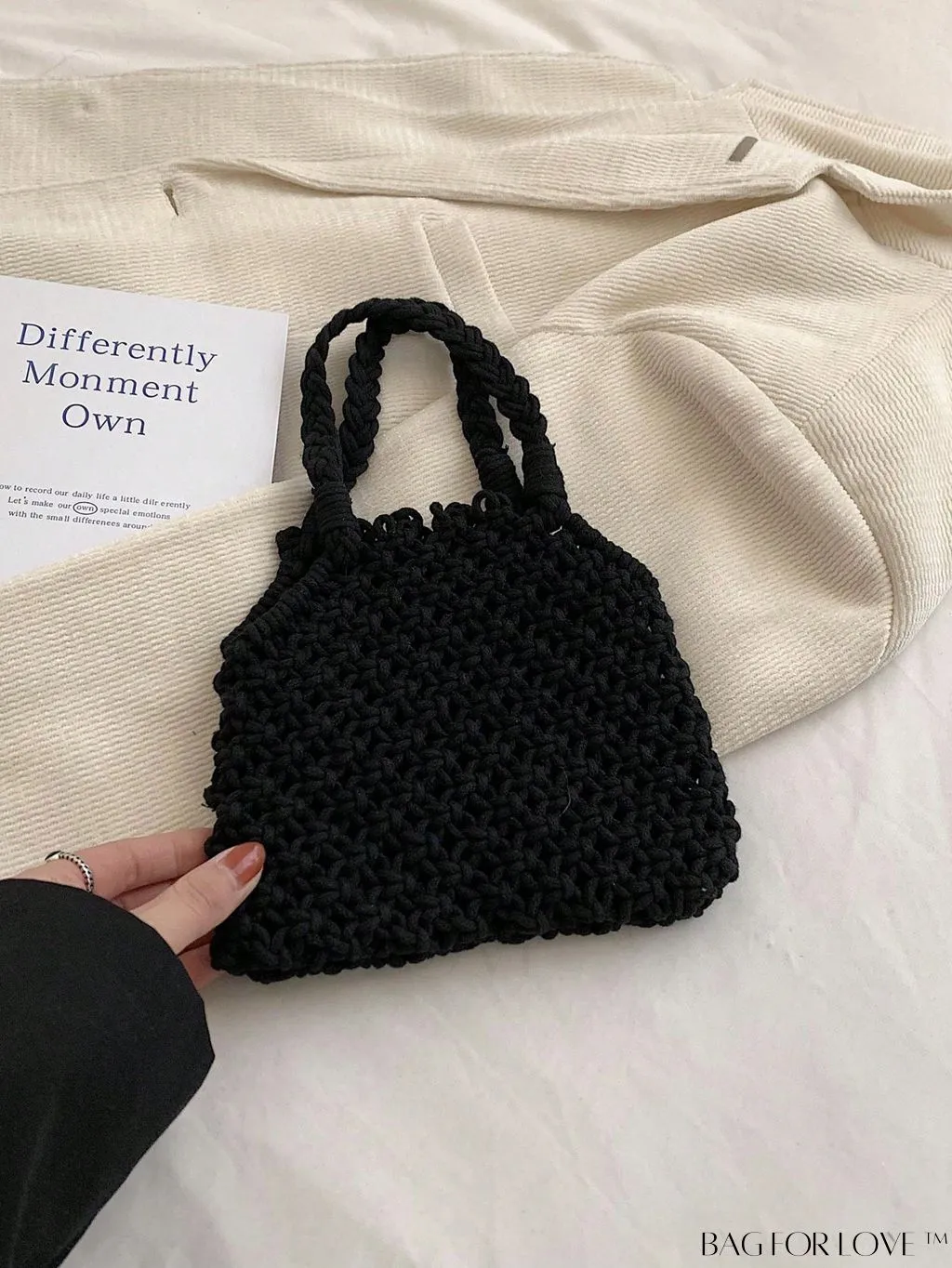 BagForLove - Black Hollow Out Crochet Mini Bag for Stylish Vacations