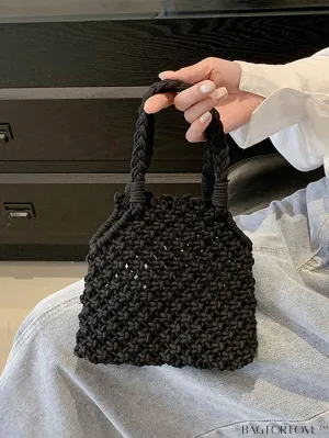 BagForLove - Black Hollow Out Crochet Mini Bag for Stylish Vacations