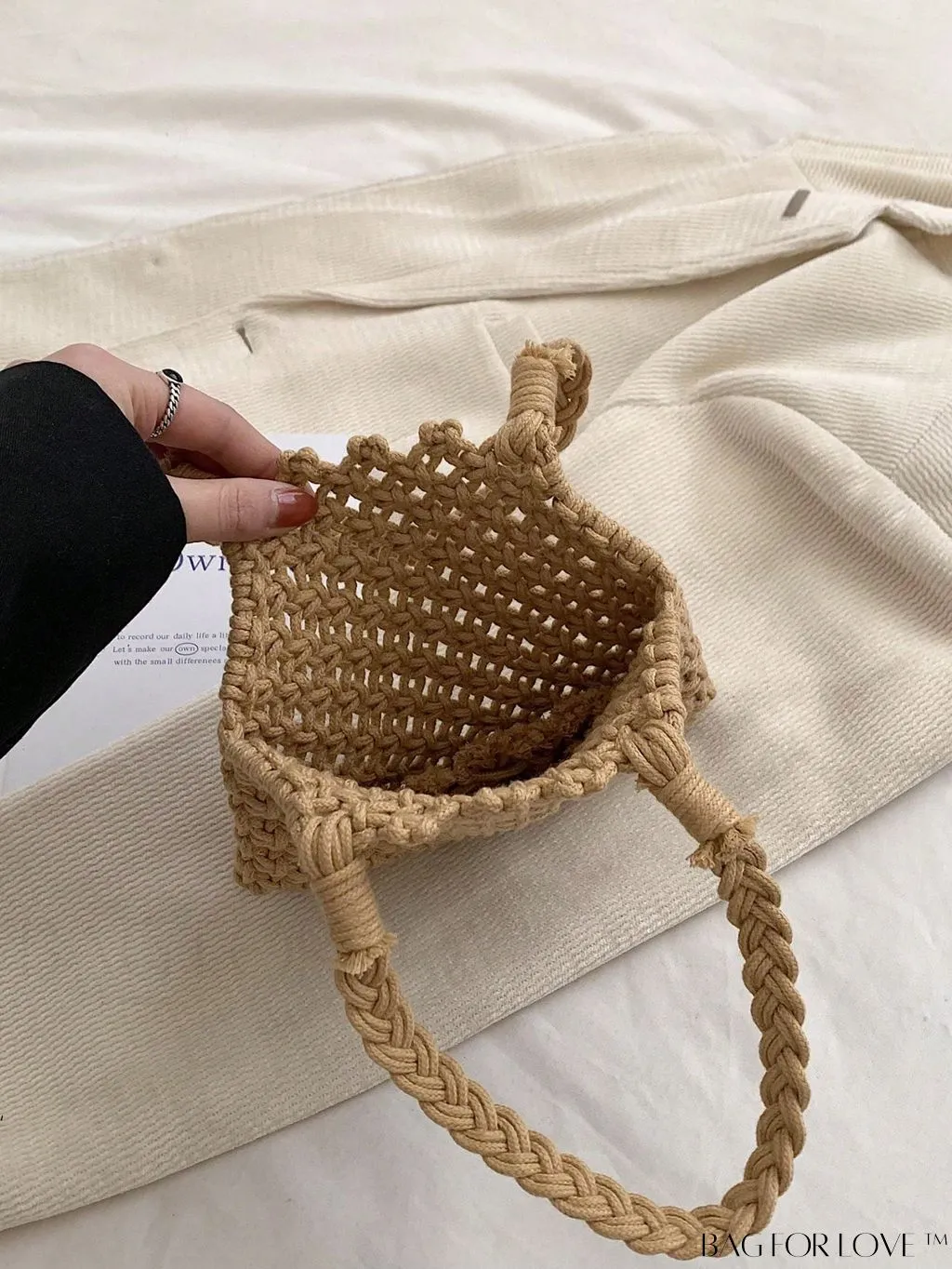 BagForLove - Black Hollow Out Crochet Mini Bag for Stylish Vacations