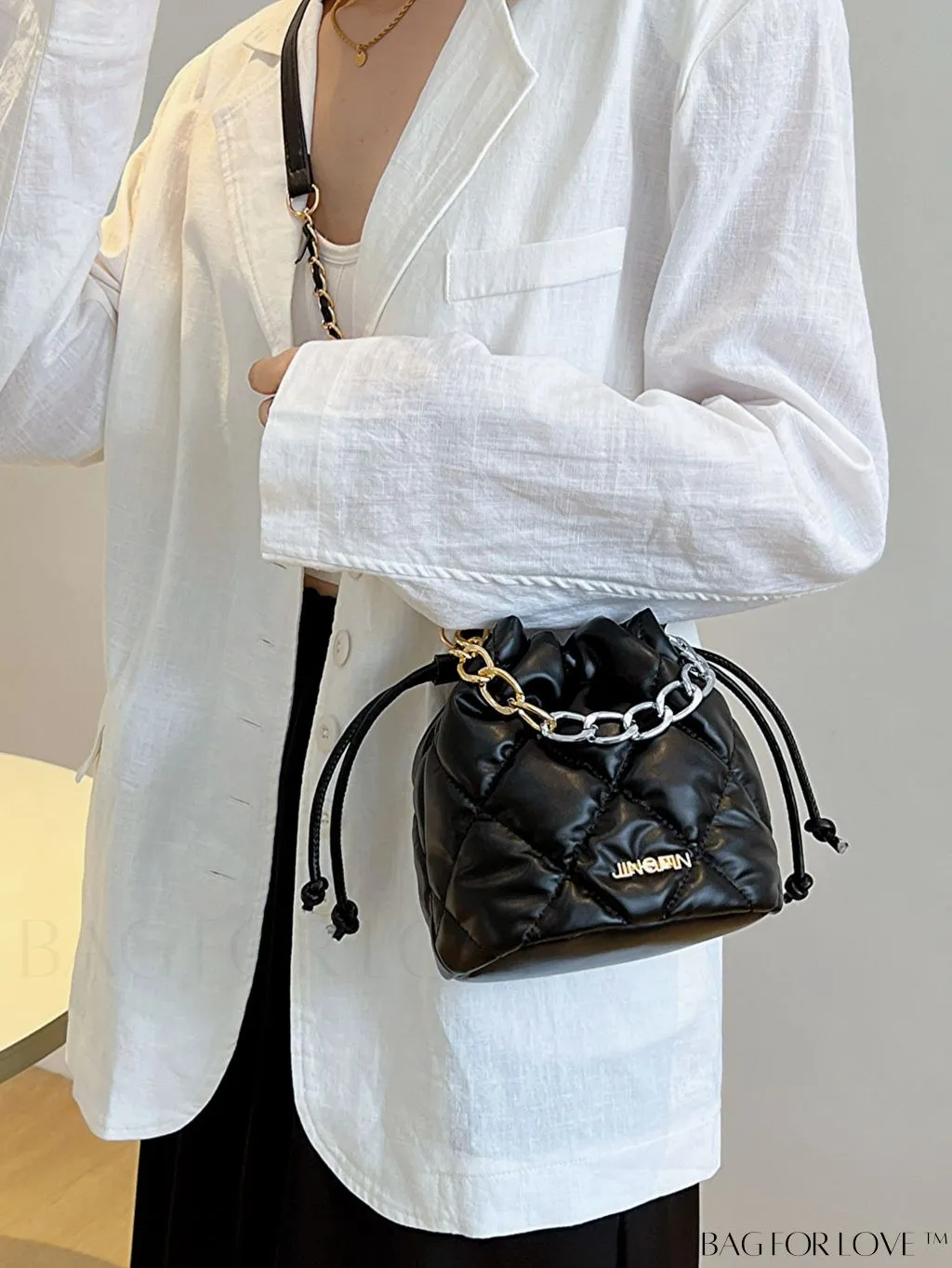 BagForLove - Chic Embroidered Chain Bucket Bag - Stylish Handbag for Women