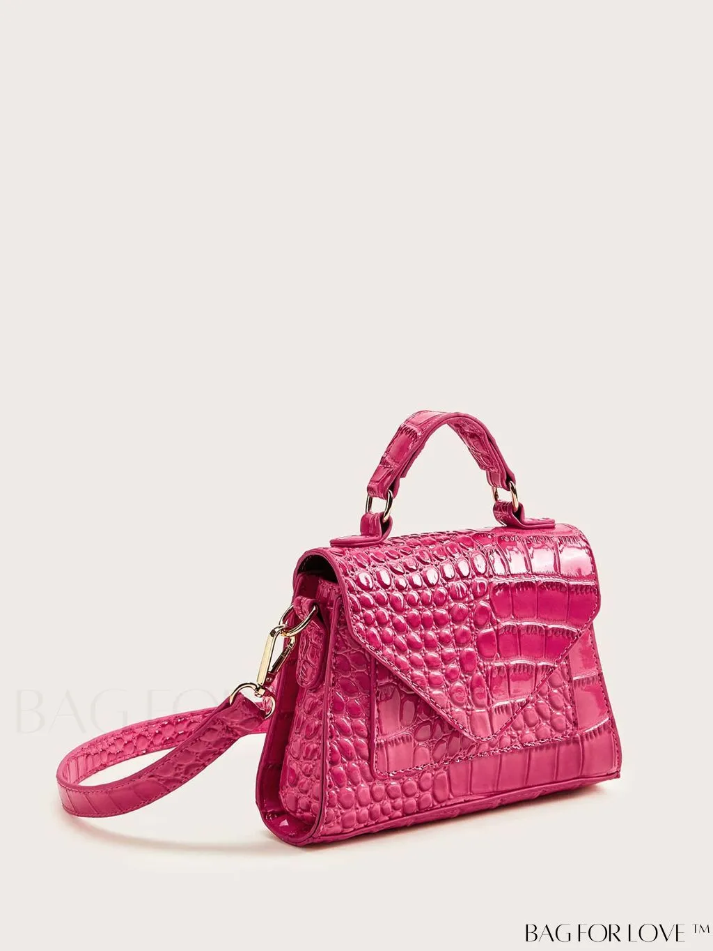 BagForLove - Compact Croc-Embossed Satchel: Stylish and Practical.