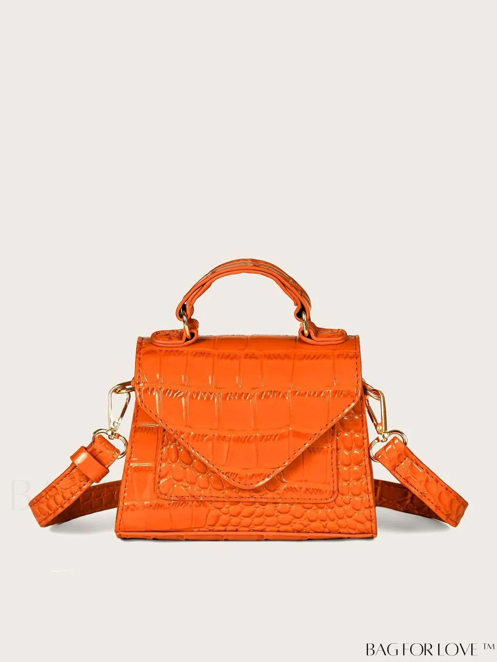 BagForLove - Compact Croc-Embossed Satchel: Stylish and Practical.