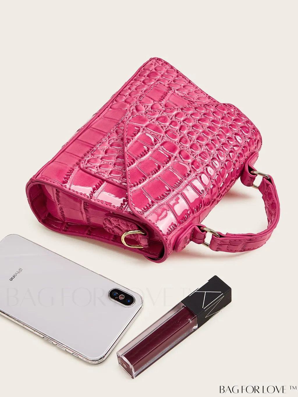 BagForLove - Compact Croc-Embossed Satchel: Stylish and Practical.