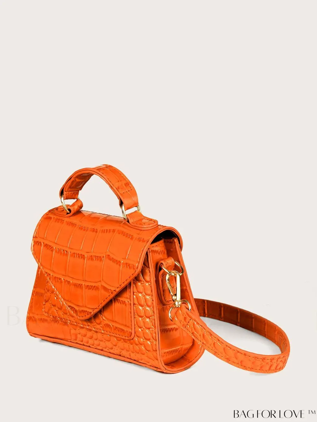 BagForLove - Compact Croc-Embossed Satchel: Stylish and Practical.