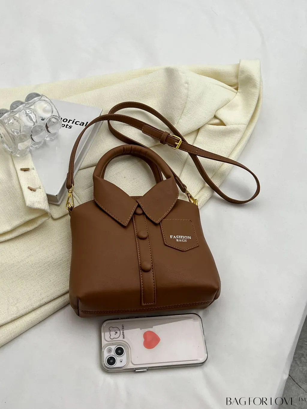BagForLove - Double Handled Embossed Letter Small Novelty Bag - Sleek and Stylish