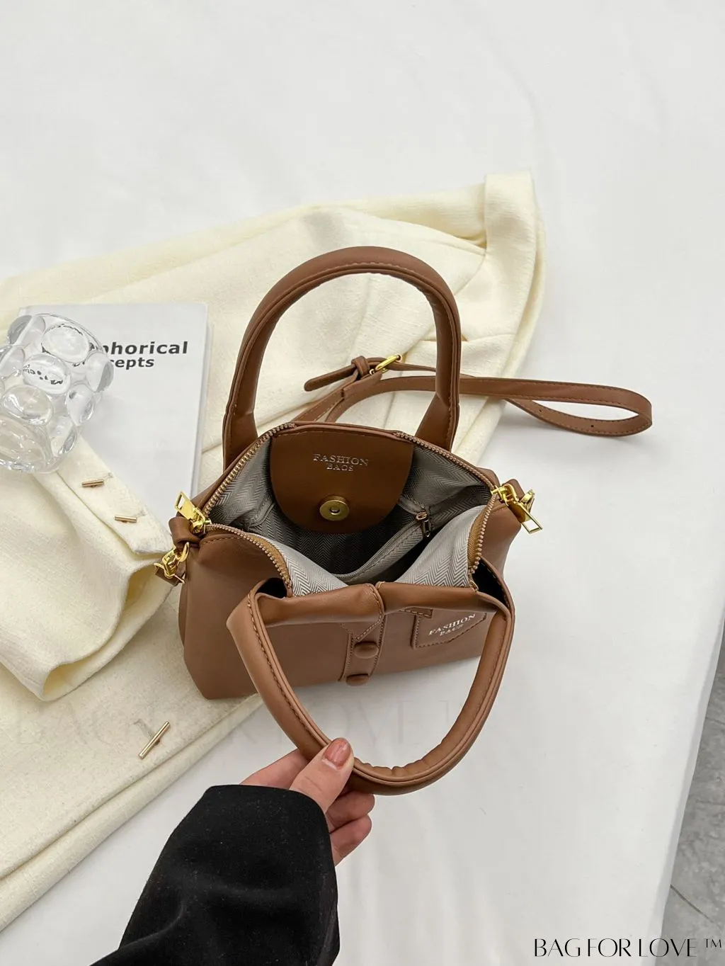 BagForLove - Double Handled Embossed Letter Small Novelty Bag - Sleek and Stylish