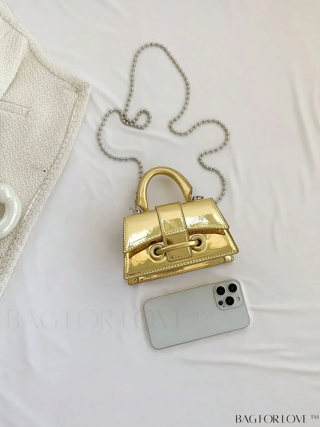 BagForLove - Metallic PU Mini Flap Square Bag - Stylish and Compact