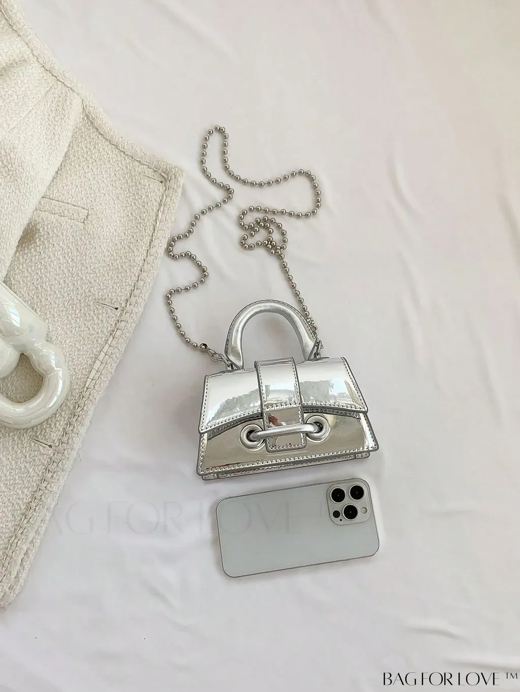 BagForLove - Metallic PU Mini Flap Square Bag - Stylish and Compact