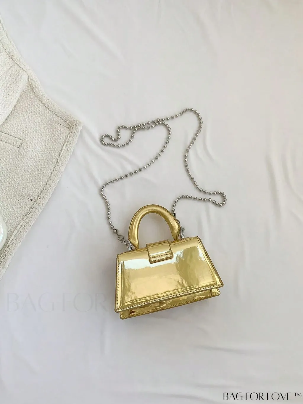 BagForLove - Metallic PU Mini Flap Square Bag - Stylish and Compact
