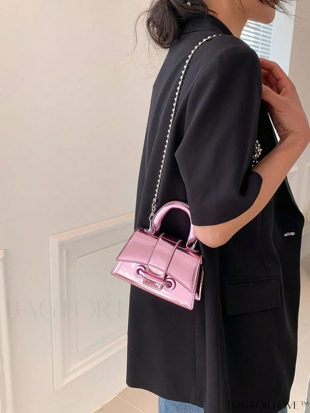 BagForLove - Metallic PU Mini Flap Square Bag - Stylish and Compact
