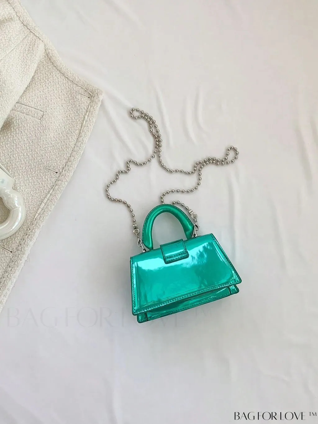 BagForLove - Metallic PU Mini Flap Square Bag - Stylish and Compact