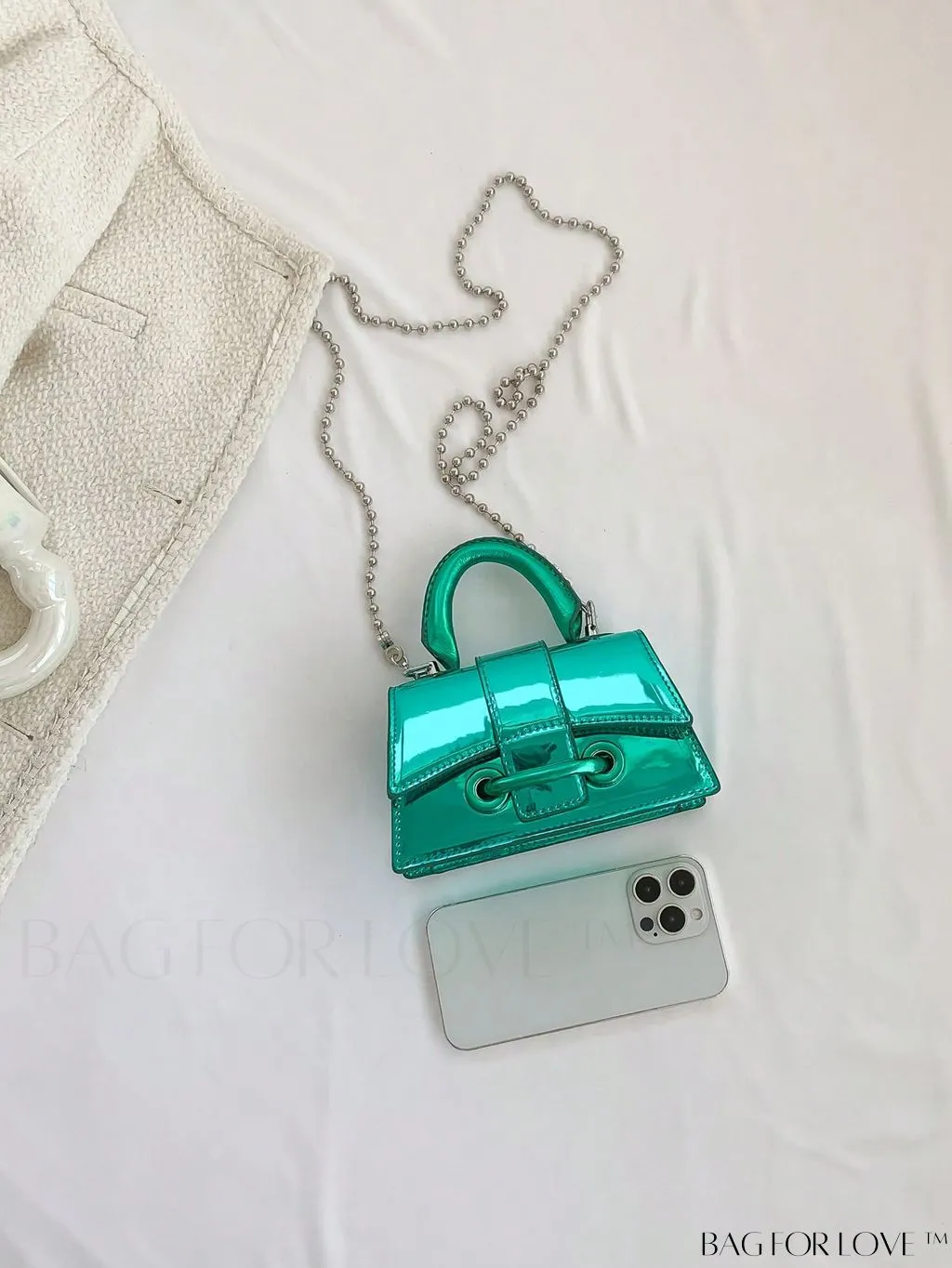 BagForLove - Metallic PU Mini Flap Square Bag - Stylish and Compact