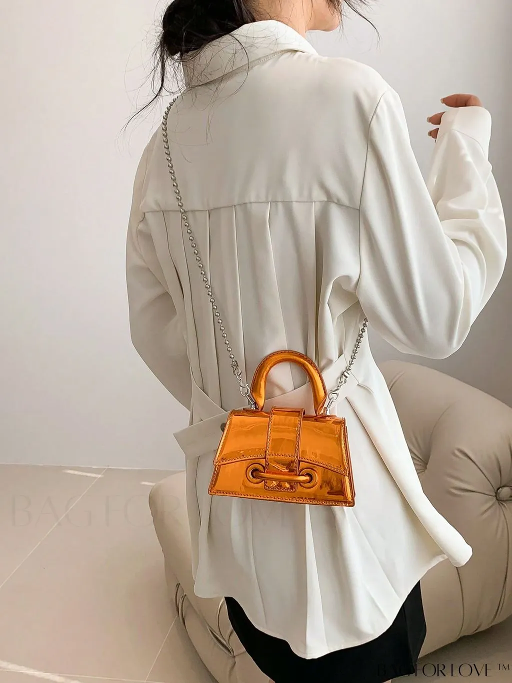 BagForLove - Metallic PU Mini Flap Square Bag - Stylish and Compact