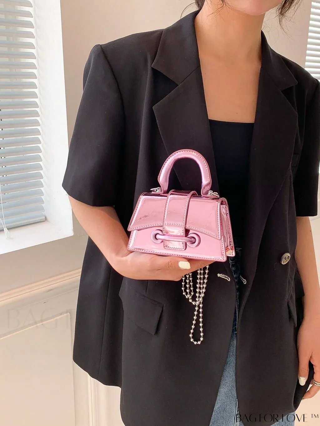 BagForLove - Metallic PU Mini Flap Square Bag - Stylish and Compact