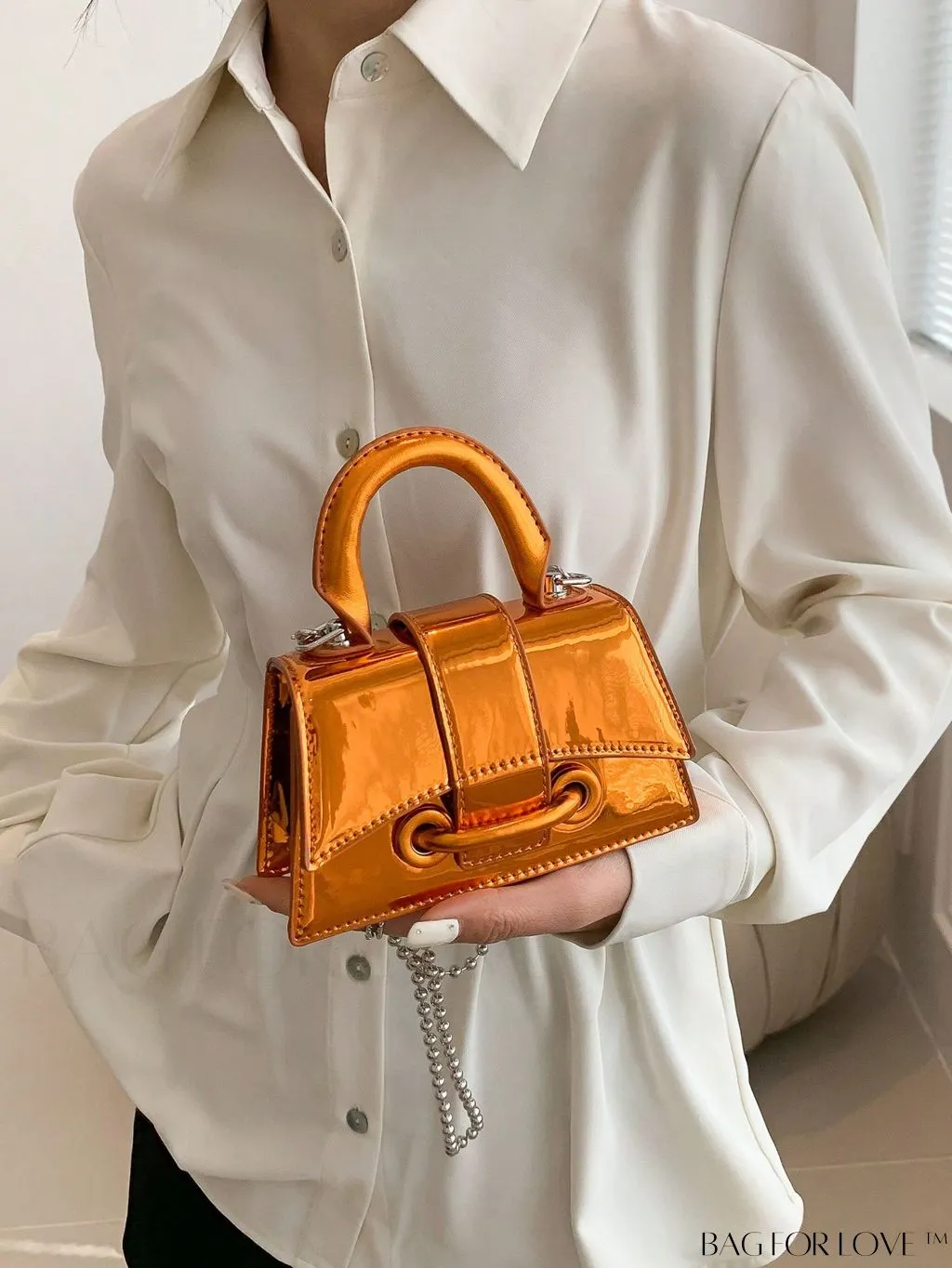 BagForLove - Metallic PU Mini Flap Square Bag - Stylish and Compact