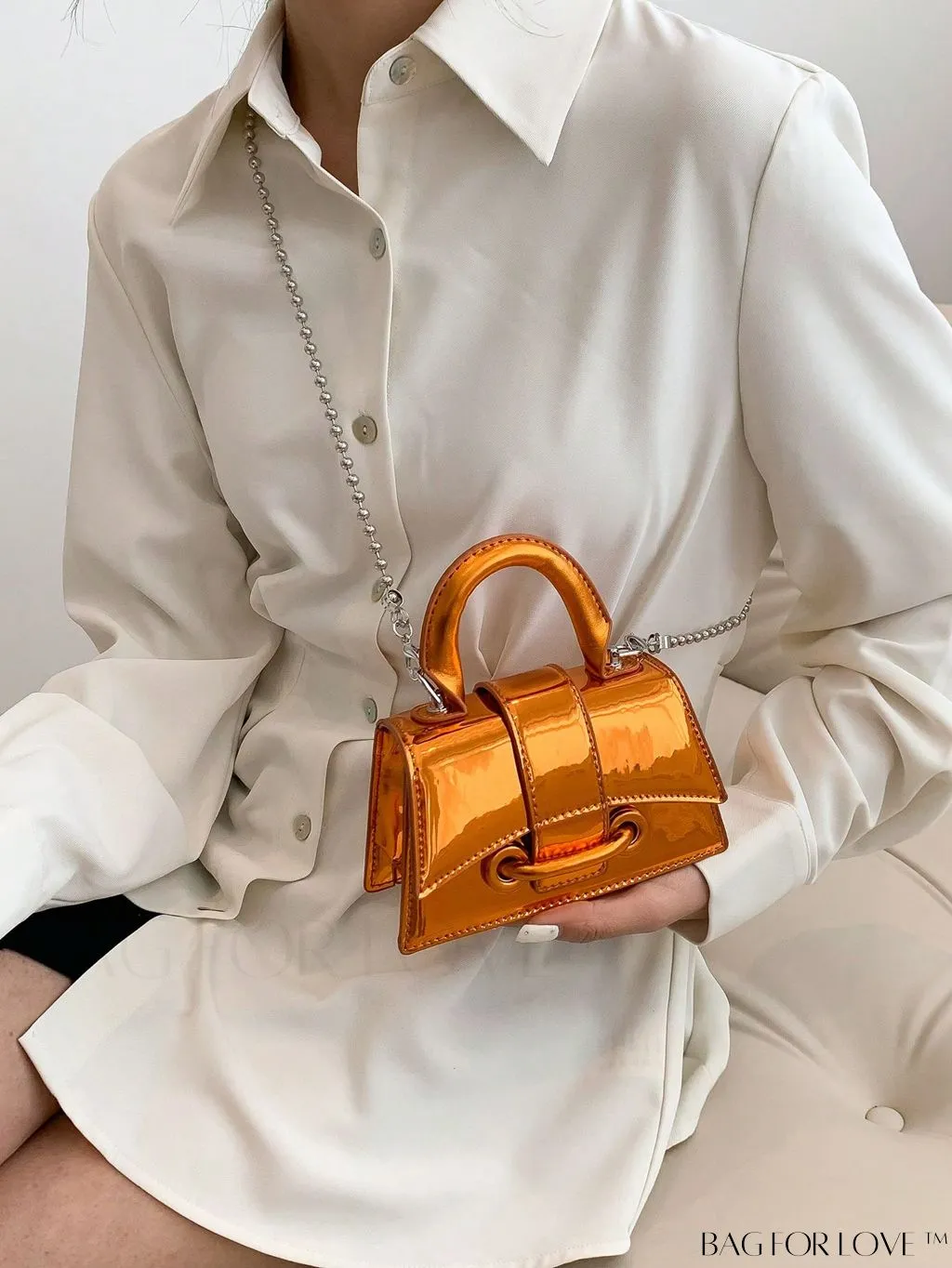 BagForLove - Metallic PU Mini Flap Square Bag - Stylish and Compact