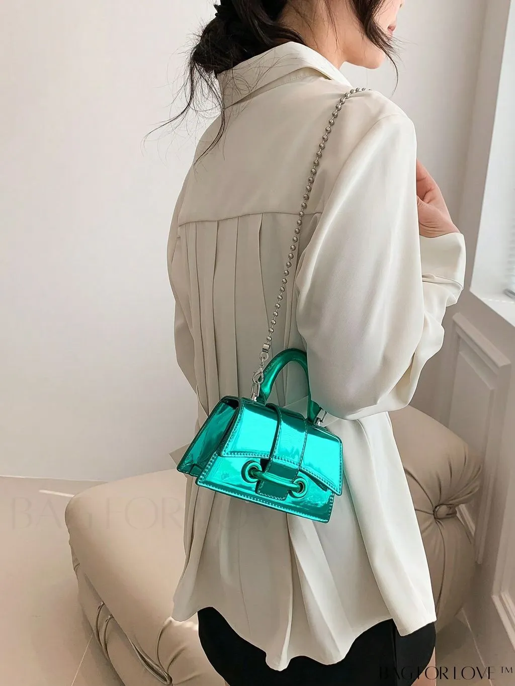 BagForLove - Metallic PU Mini Flap Square Bag - Stylish and Compact