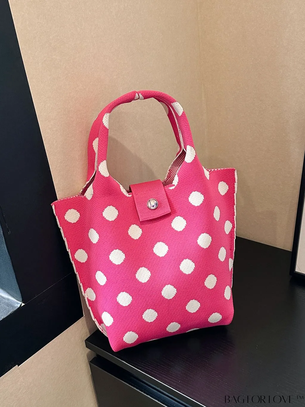 BagForLove - Polka Dot Crochet Handbag: Stylish and Spacious Beach Bag for Daily Use and Vacations