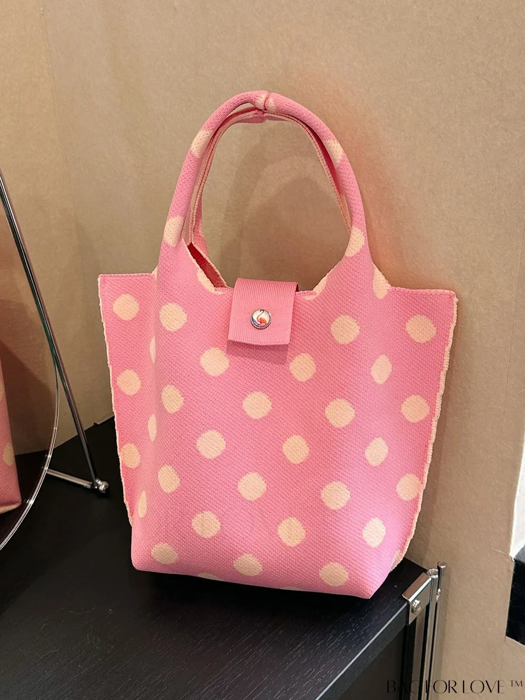BagForLove - Polka Dot Crochet Handbag: Stylish and Spacious Beach Bag for Daily Use and Vacations