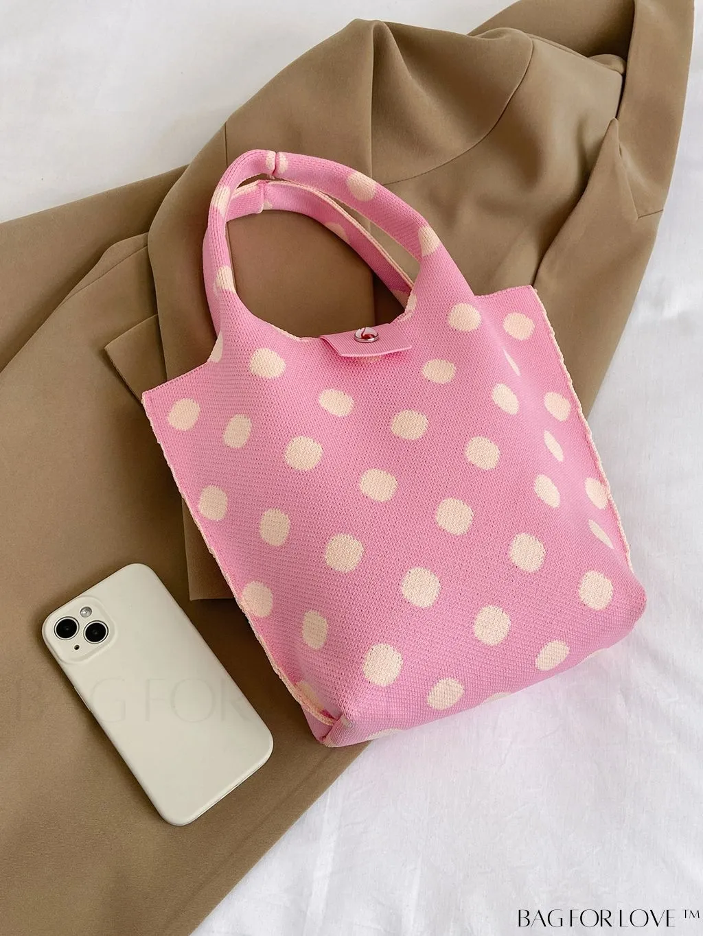 BagForLove - Polka Dot Crochet Handbag: Stylish and Spacious Beach Bag for Daily Use and Vacations