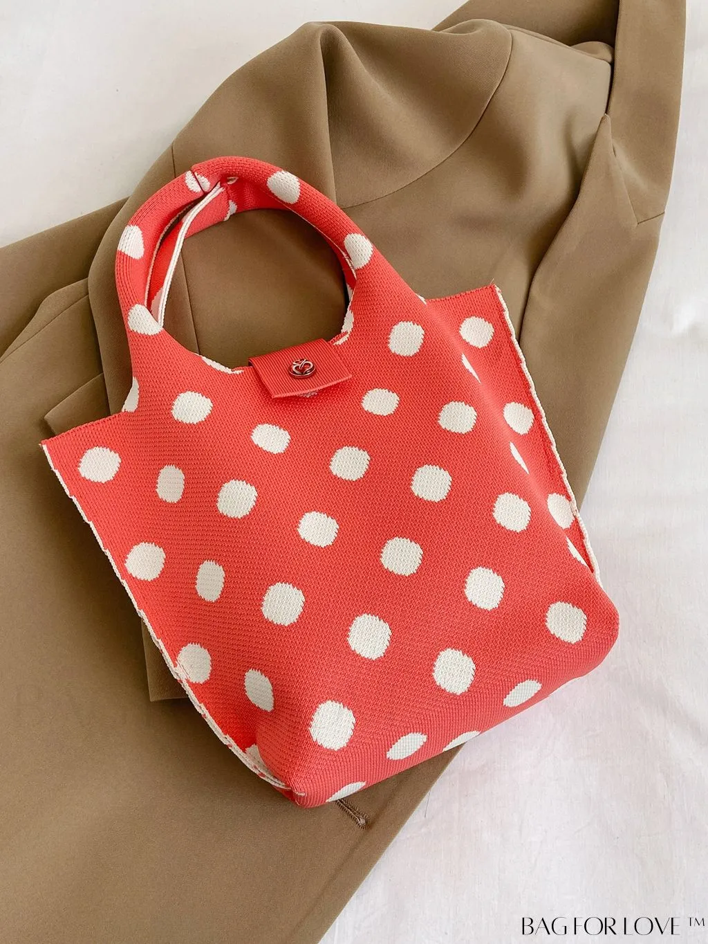 BagForLove - Polka Dot Crochet Handbag: Stylish and Spacious Beach Bag for Daily Use and Vacations