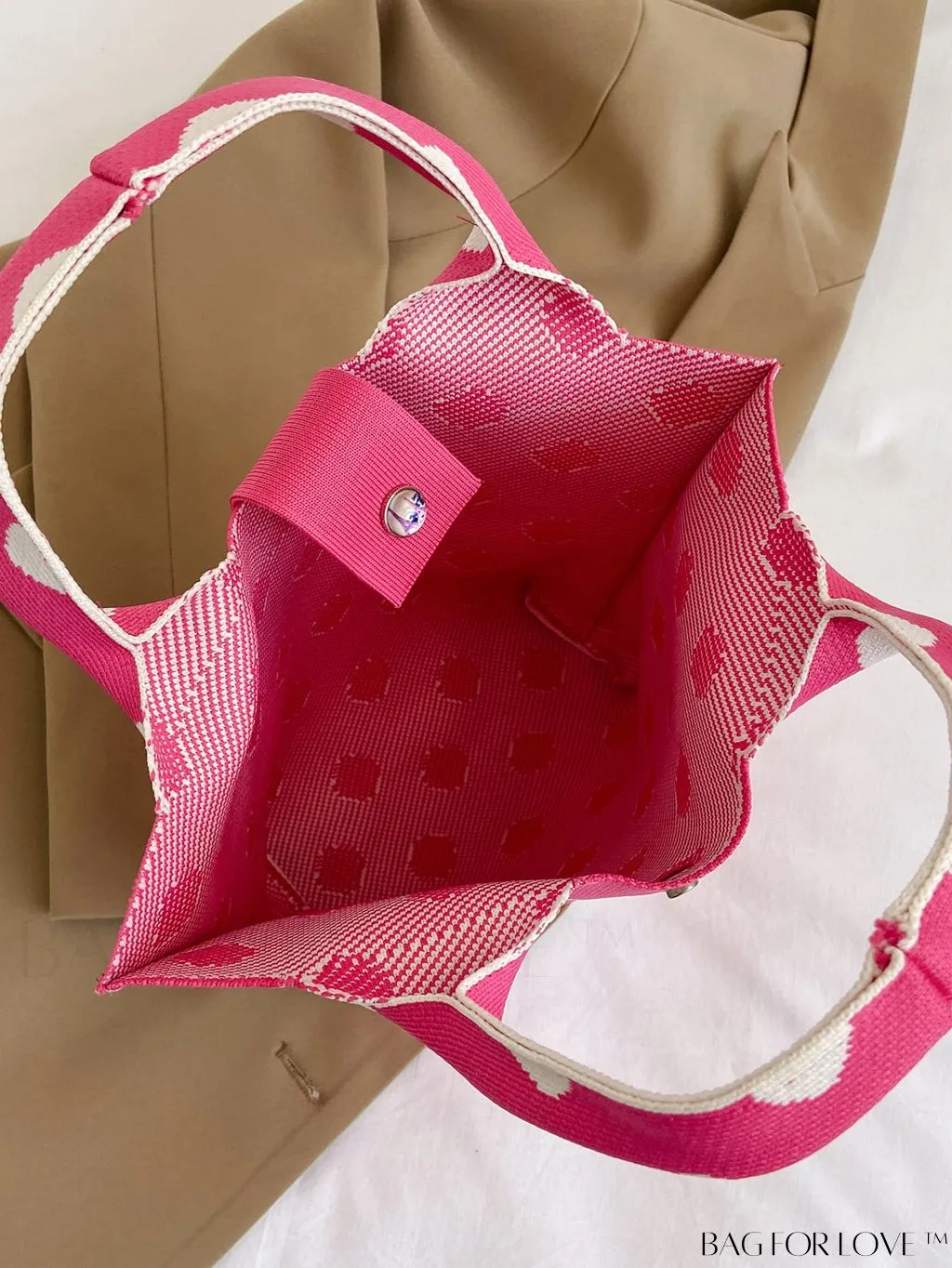 BagForLove - Polka Dot Crochet Handbag: Stylish and Spacious Beach Bag for Daily Use and Vacations