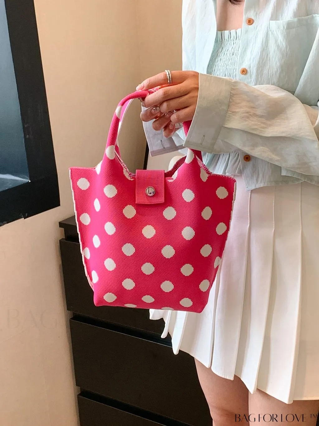BagForLove - Polka Dot Crochet Handbag: Stylish and Spacious Beach Bag for Daily Use and Vacations