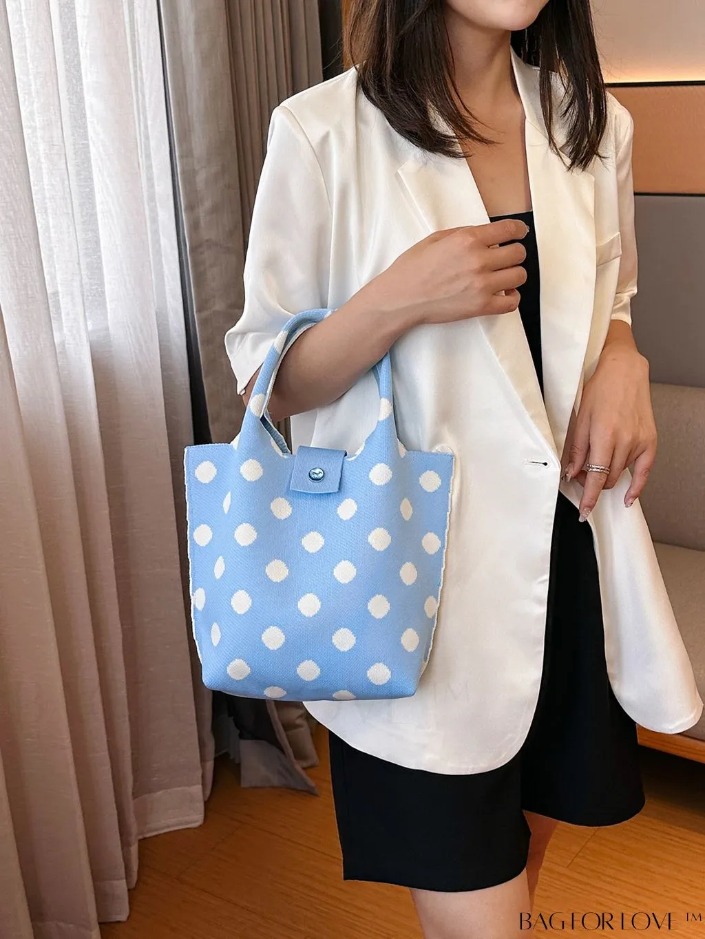 BagForLove - Polka Dot Crochet Handbag: Stylish and Spacious Beach Bag for Daily Use and Vacations