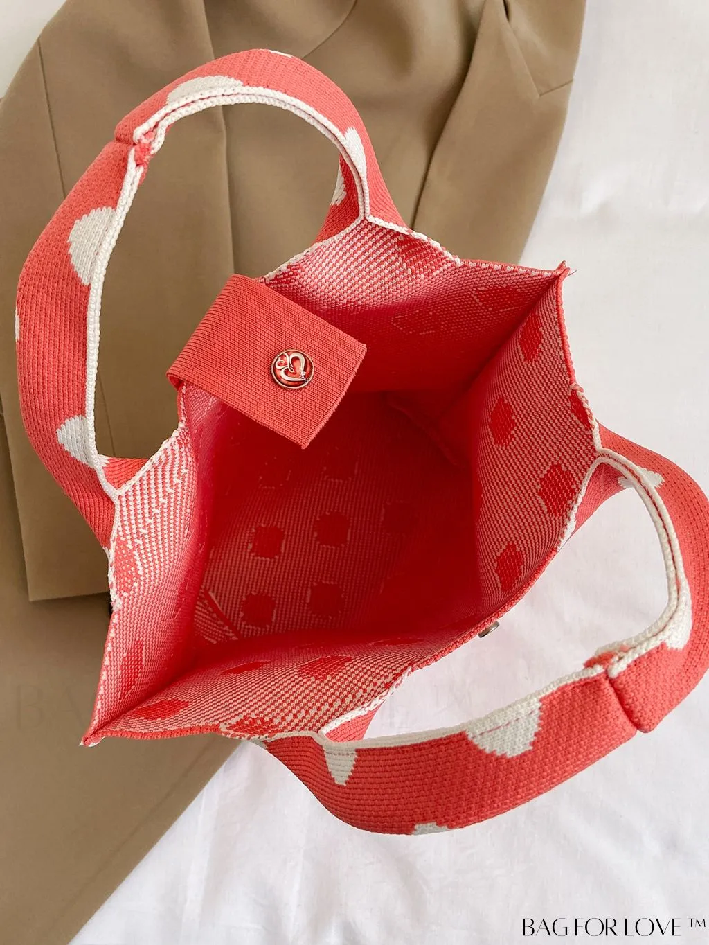 BagForLove - Polka Dot Crochet Handbag: Stylish and Spacious Beach Bag for Daily Use and Vacations
