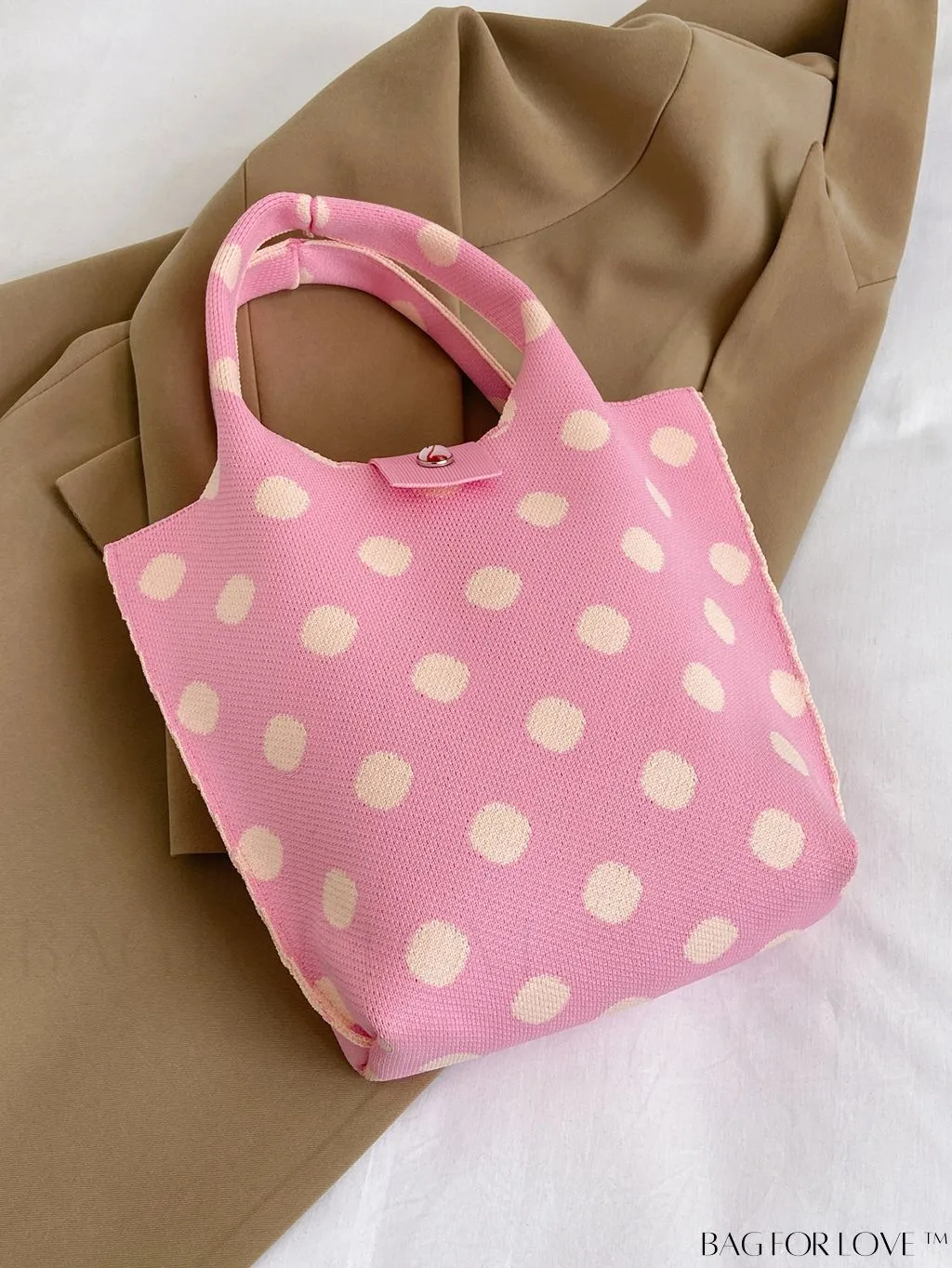 BagForLove - Polka Dot Crochet Handbag: Stylish and Spacious Beach Bag for Daily Use and Vacations