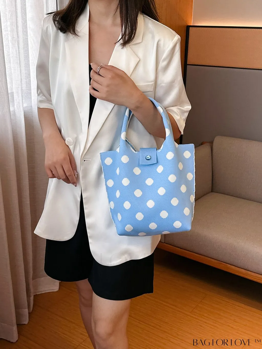 BagForLove - Polka Dot Crochet Handbag: Stylish and Spacious Beach Bag for Daily Use and Vacations
