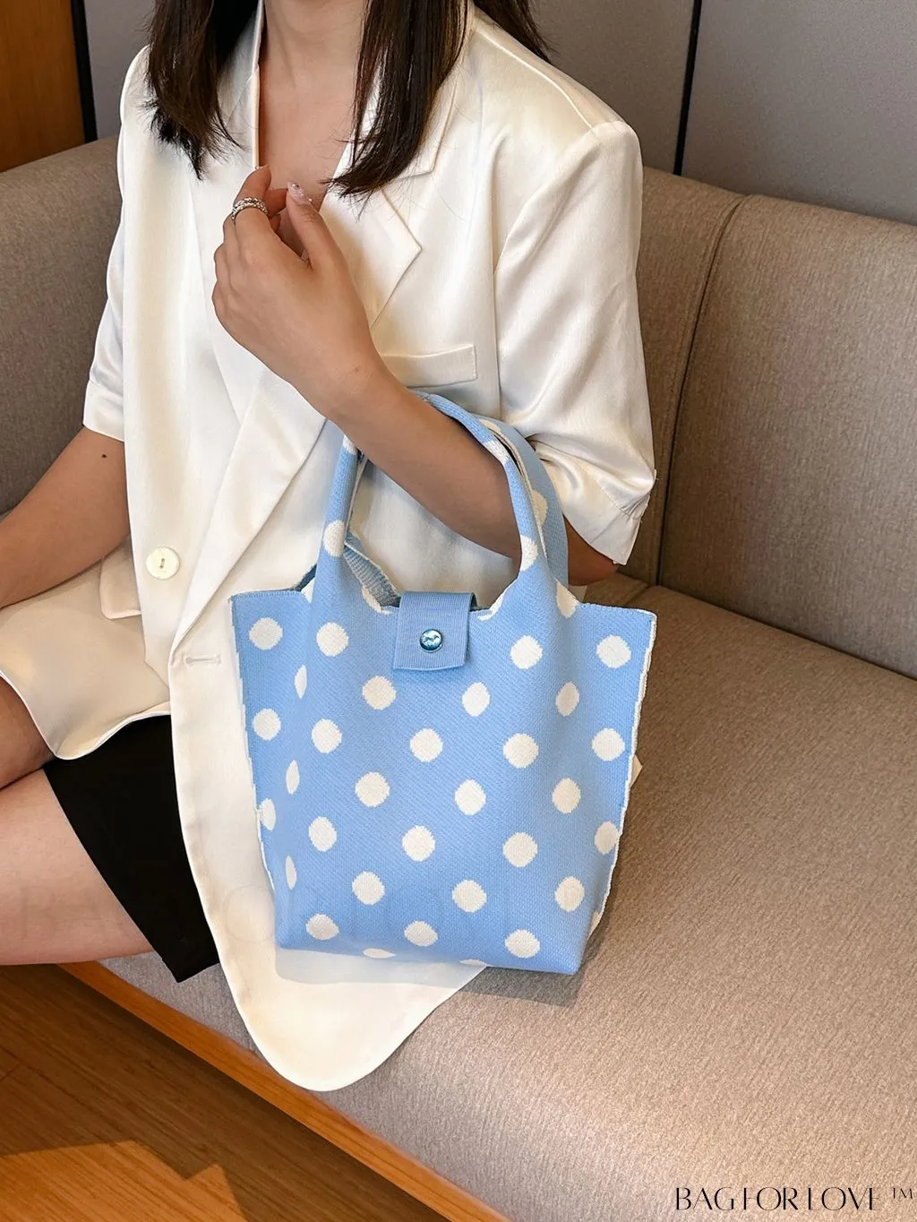 BagForLove - Polka Dot Crochet Handbag: Stylish and Spacious Beach Bag for Daily Use and Vacations