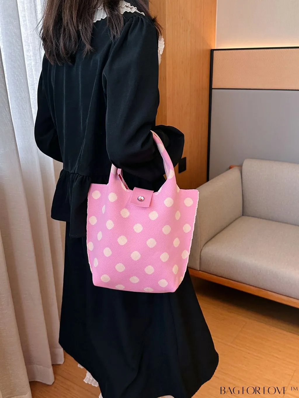 BagForLove - Polka Dot Crochet Handbag: Stylish and Spacious Beach Bag for Daily Use and Vacations