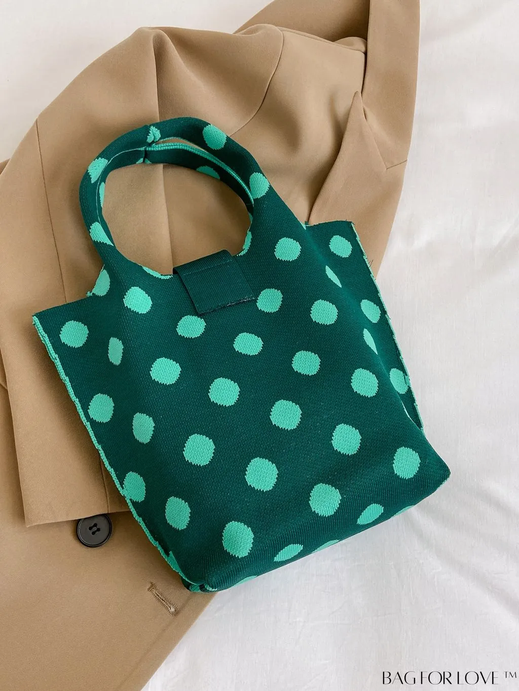 BagForLove - Polka Dot Crochet Handbag: Stylish and Spacious Beach Bag for Daily Use and Vacations