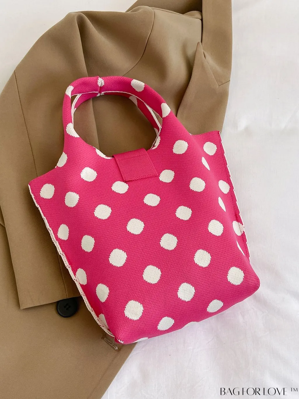 BagForLove - Polka Dot Crochet Handbag: Stylish and Spacious Beach Bag for Daily Use and Vacations