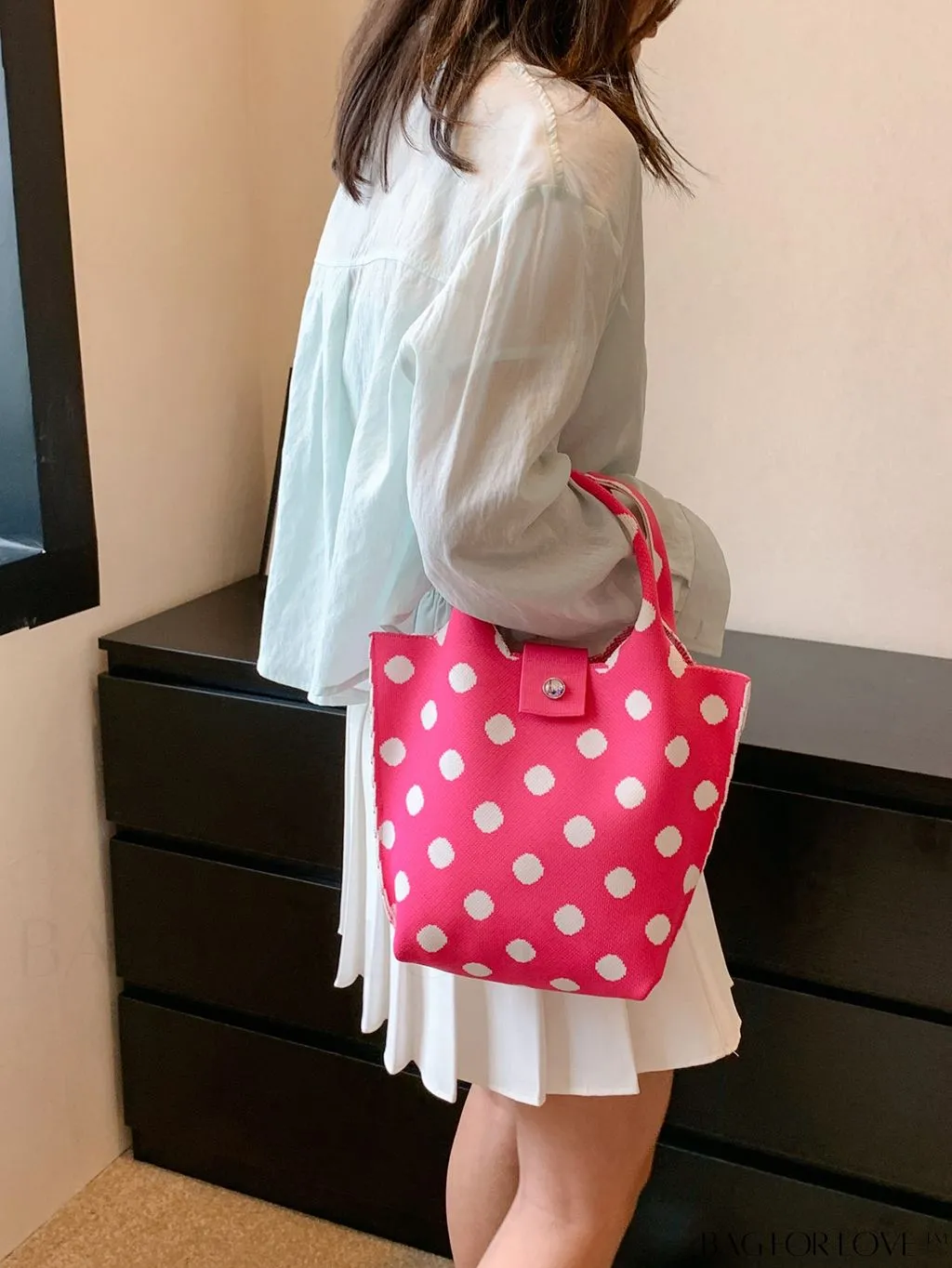 BagForLove - Polka Dot Crochet Handbag: Stylish and Spacious Beach Bag for Daily Use and Vacations