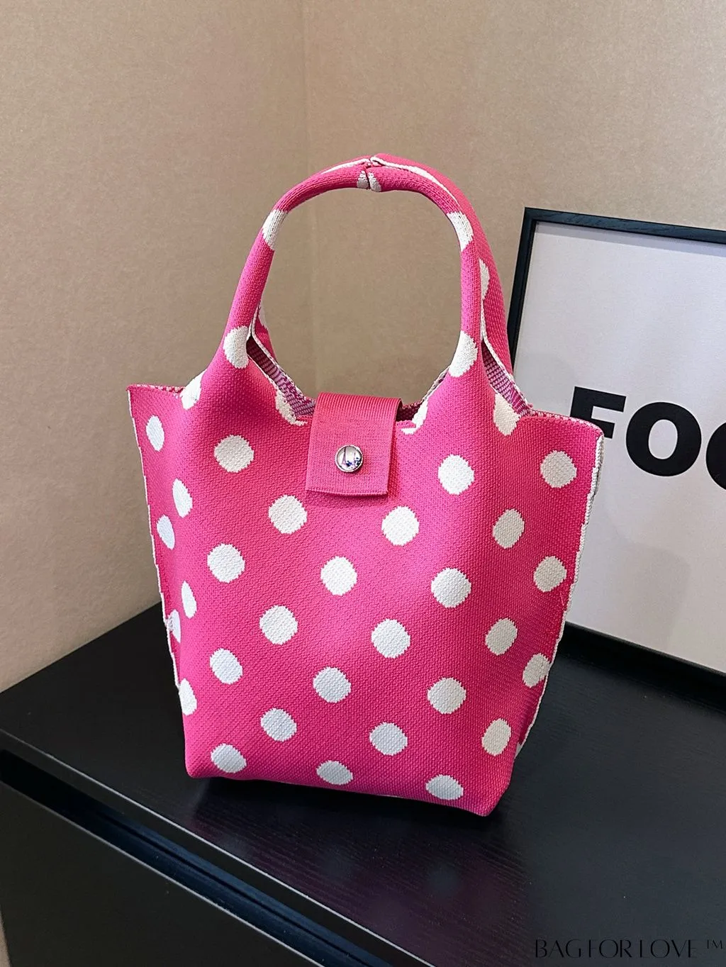 BagForLove - Polka Dot Crochet Handbag: Stylish and Spacious Beach Bag for Daily Use and Vacations