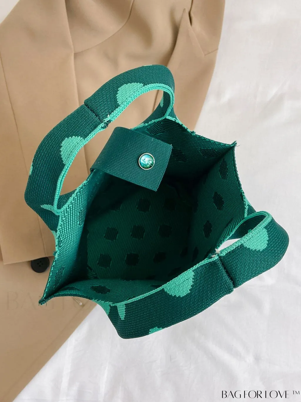 BagForLove - Polka Dot Crochet Handbag: Stylish and Spacious Beach Bag for Daily Use and Vacations