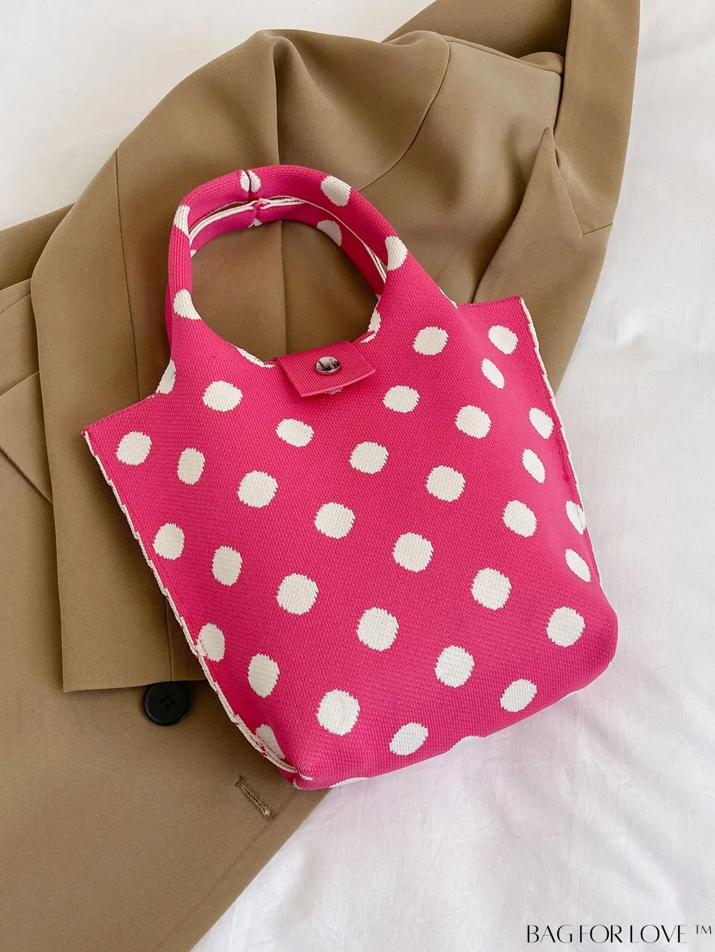 BagForLove - Polka Dot Crochet Handbag: Stylish and Spacious Beach Bag for Daily Use and Vacations