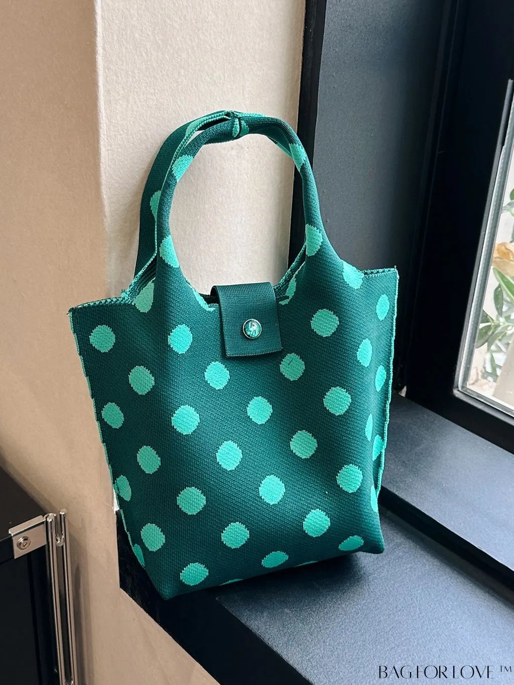 BagForLove - Polka Dot Crochet Handbag: Stylish and Spacious Beach Bag for Daily Use and Vacations