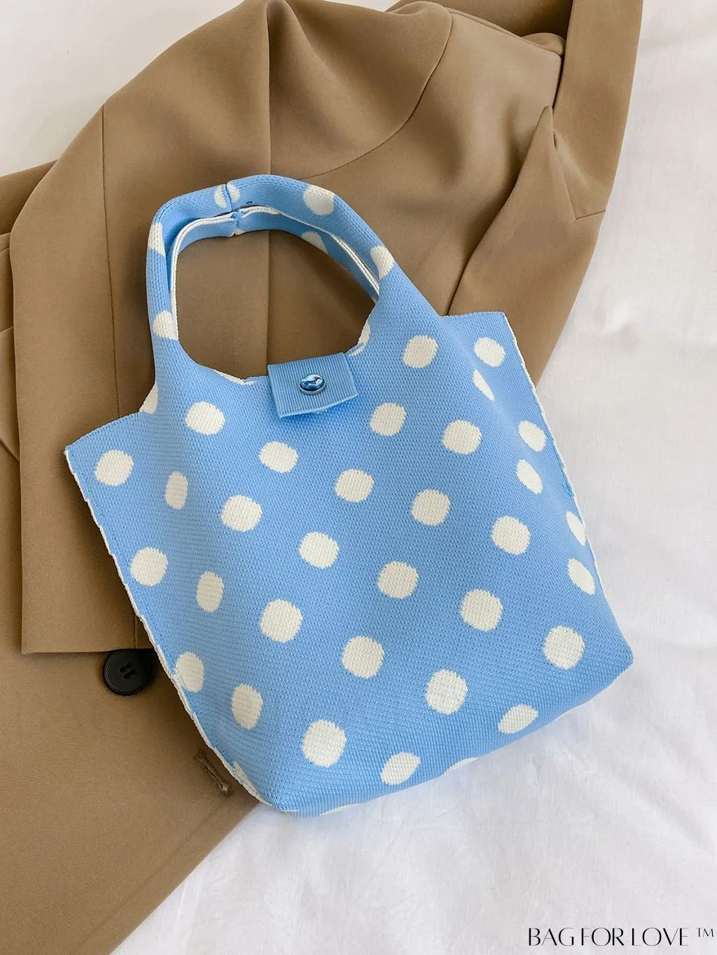 BagForLove - Polka Dot Crochet Handbag: Stylish and Spacious Beach Bag for Daily Use and Vacations