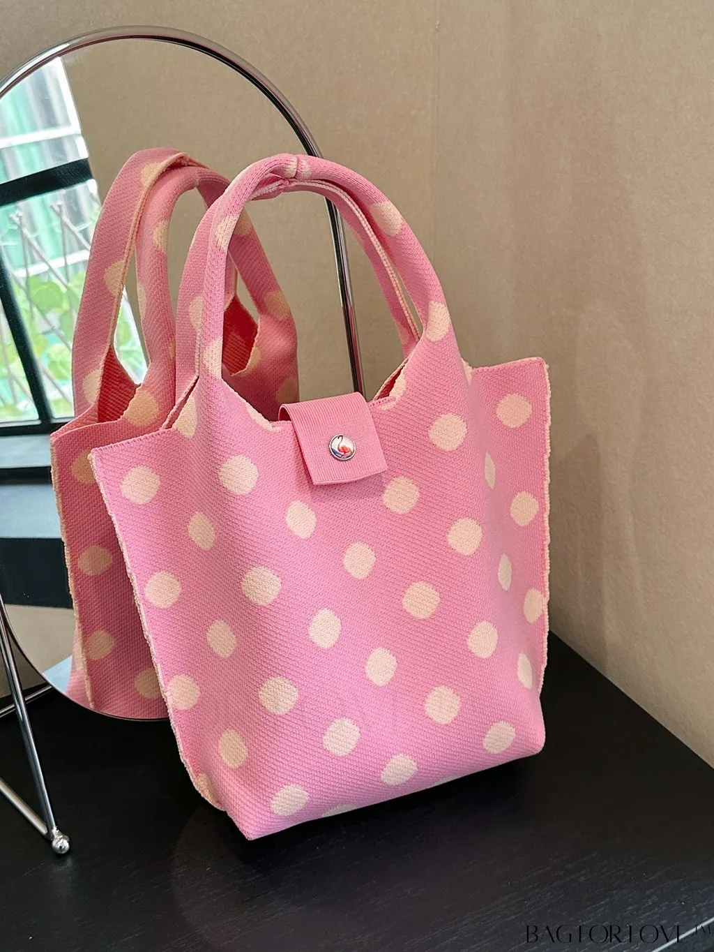 BagForLove - Polka Dot Crochet Handbag: Stylish and Spacious Beach Bag for Daily Use and Vacations