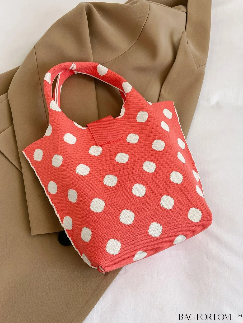 BagForLove - Polka Dot Crochet Handbag: Stylish and Spacious Beach Bag for Daily Use and Vacations