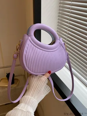 BagForLove - Purple PU Mini Satchel with Embossed Detail - Compact and Stylish