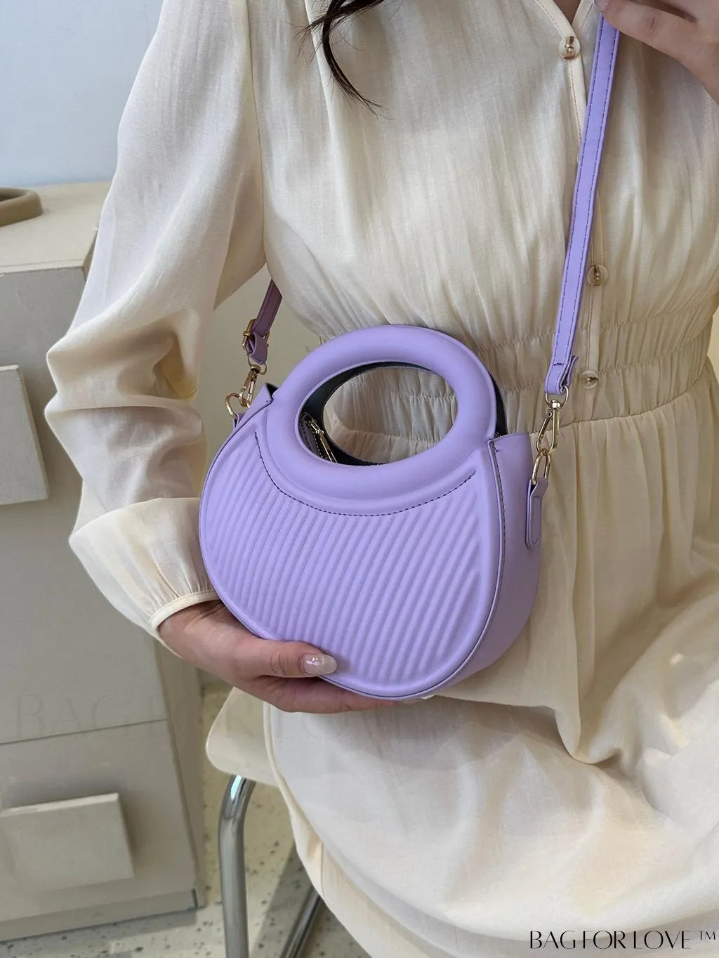 BagForLove - Purple PU Mini Satchel with Embossed Detail - Compact and Stylish